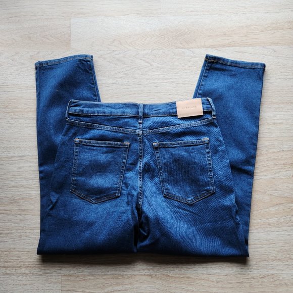 Everlane High Rise Slim Straight Button-Fly Ankle Jeans Stretch Dark Washed - Picture 9 of 10
